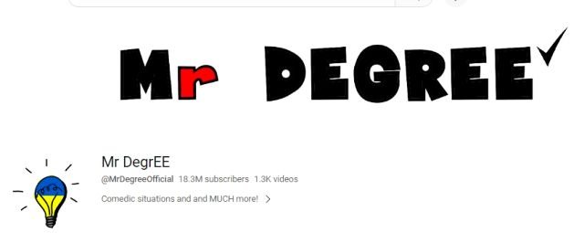 All About Mr DegrEE @MrDegreeOfficial YouTube Channels